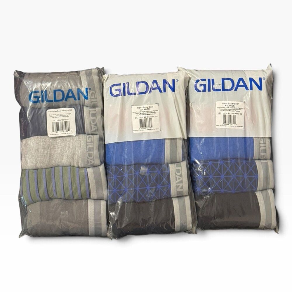 Gildan Mens Boxer Briefs XL Lot of 3 5-Packs 15 Pairs New Sealed Cotton